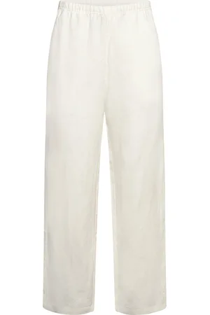 Weekday Relaxed Linen Joggers Bottoms Trousers Linen Trousers White
