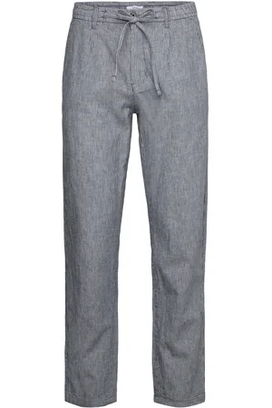 Lindbergh Striped Linen Pants Bottoms Trousers Linen Trousers Grey