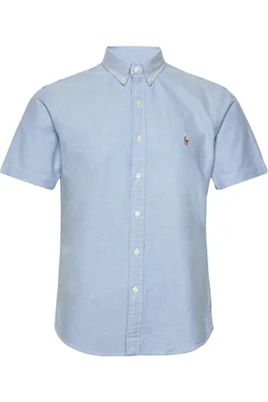 Ralph Lauren Slim Fit Oxford Shirt Designers Shirts Short-sleeved Blue