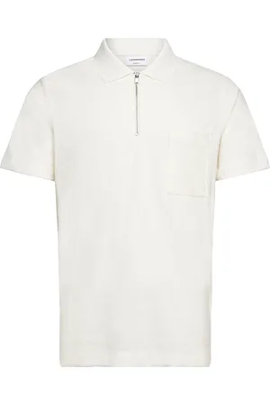 Lindbergh Terry Pique W. Zip Tops Polos Short-sleeved Cream