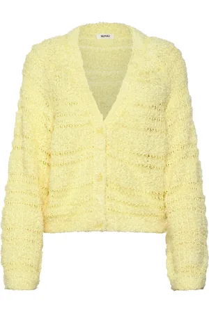 Monki Soft Knitted Single-Breasted Cardigan Tops Knitwear Cardigans Yellow