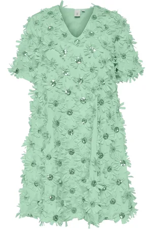 Y.A.S Abel Ss V-Neck Dress - D2D Kort Kjole Green