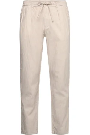 Lindbergh Striped Linen Pants Bottoms Trousers Linen Trousers Cream