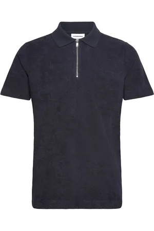 Lindbergh Terry Pique W. Zip Tops Polos Short-sleeved Navy