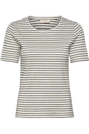 Freequent T-Shirt From Freequent In A Soft Material With A Ribbed Texture And Yarn Dyed St Tops T-shirts & Tops Short-sleeved White