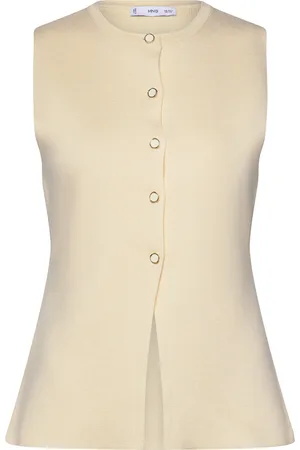 MANGO Fine-Knit Waistcoat With Buttons Vest Cream
