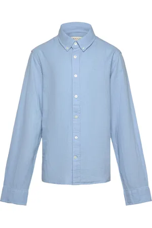 GANT Cotton Linen Bd Ls Shirt Tops Shirts Long-sleeved Shirts Blue