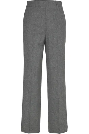 MANGO Straight Mid-Rise Trousers Bottoms Trousers Straight Leg Grey