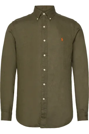 Ralph Lauren Custom Fit Linen Shirt Tops Shirts Linen Shirts Green