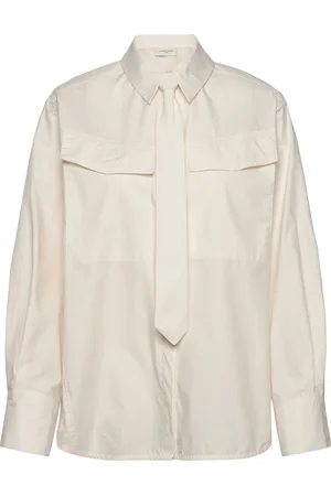 Copenhagen Muse Cmshirley-Shirt Is A Shirt In A Premium Material With A Concealed Front Button F Tops Shirts Long-sleeved Cream