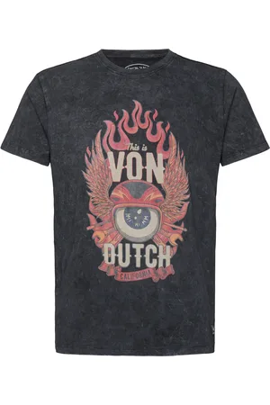 Von Dutch T-Shirt Washed Print Navy Tops T-Kortærmet Skjorte Black