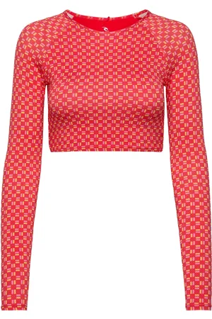 Rip Curl Shell Cove Crop Rashvest Sport Sport Clothing Sports Tops & T-shirts Sport Crop Tops Sport Long-sleeved Crop Tops Red