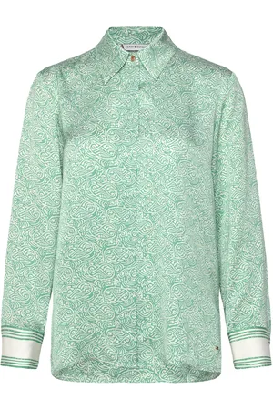 Tommy Hilfiger Sateen Regular Ls Shirt Tops Shirts Long-sleeved Green