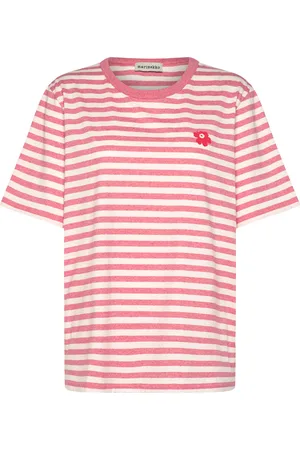 Marimekko Tasaraita Unisex Unikko Ss Tops T-shirts & Tops Short-sleeved Pink