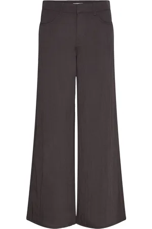 Weekday Loose Crinkle Trousers Bottoms Trousers Wide Leg Black