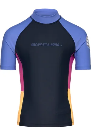 Rip Curl Block Party Ss Rash Vest -Gir Swimwear Swim Tops Navy