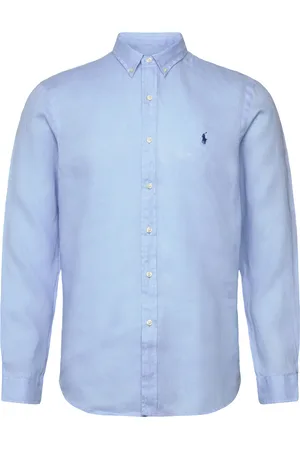 Ralph Lauren Slim Fit Linen Shirt Tops Shirts Linen Shirts Blue