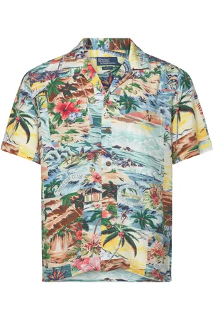 Ralph Lauren Classic Fit Patchwork-Print Camp Shirt Designers Shirts Short-sleeved Shirts Multi/patterned