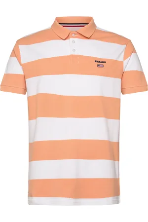 SEBAGO Mick Block Striped Pique Designers Polos Short-sleeved Orange
