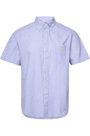 Ralph Lauren Custom Fit Seersucker Shirt Designers Shirts Short-sleeved Shirts White