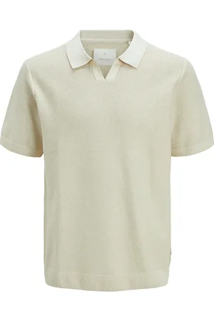 JACK & JONES Jprcceaston Knit Split Neck Ss Jnr Tops T-shirts Polo Shirts Short-sleeved Polo Shirts Cream Jack & J S