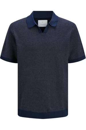 JACK & JONES Jprcceaston Knit Split Neck Ss Jnr Tops T-shirts Polo Shirts Short-sleeved Polo Shirts Navy Jack & J S