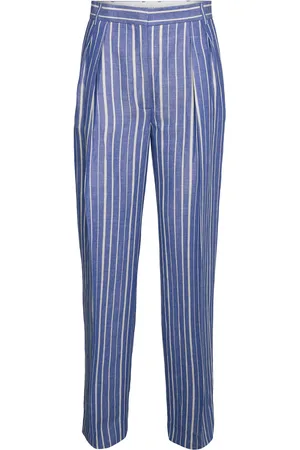 DAY Birger et Mikkelsen Enzo - Linen Stripe Bottoms Trousers Linen Trousers Blue
