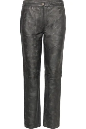 2nd Day 2Nd Willis - Uneven Leather Bottoms Trousers Leather Leggings-Bukser Black