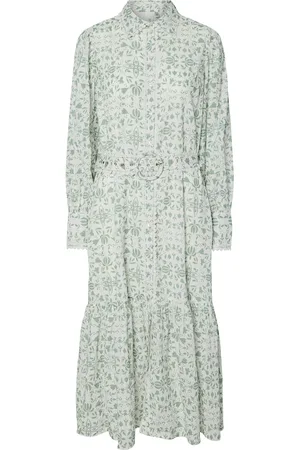 Y.A.S Vips Ls Long Shirt Dress S. Knælang Kjole Green
