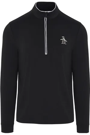Original Penguin Technical Earl 1/4 Zip Golf Sweater Tops Sweatshirts & Hoodies Fleeces & Midlayers Black