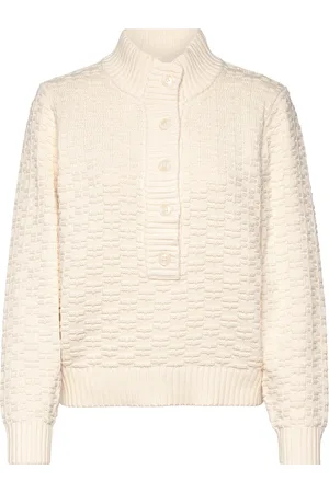 Pieszak Pd-Grace Half Placket Knit Tops Knitwear Jumpers Cream