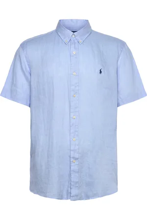 Ralph Lauren Custom Fit Linen Shirt Tops Shirts Short-sleeved Shirts Blue