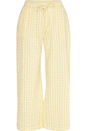 Lindex Trousers Pyjama Seersucker Pyjamasbukser Hyggebukser Yellow