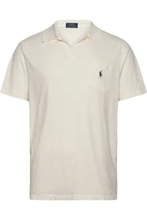 Ralph Lauren Standard Fit Cotton-Linen Polo Shirt Designers Polos Short-sleeved White