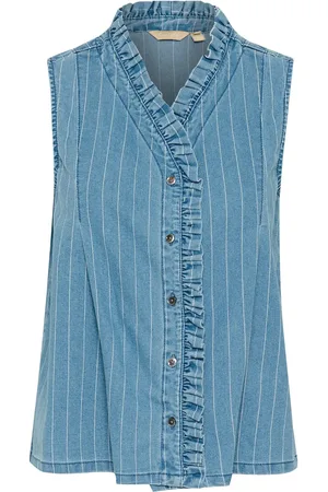 Culture Curenny Sleeveless Shirt Tops Blouses Sleeveless Blue
