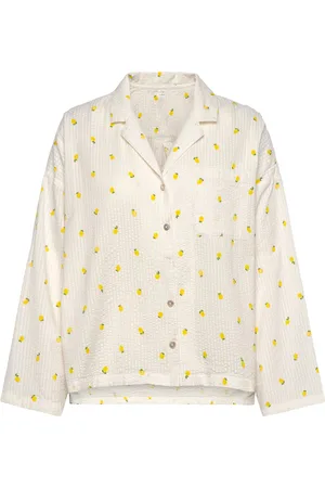 Lindex Pyjama Shirt Seersucker Top White