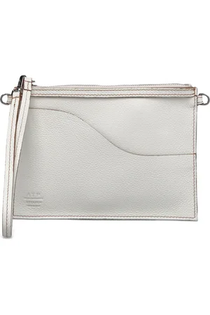ATP Atelier Buonarroti Bianco/Contrast Stitch Grained Calf Bags Clutches White