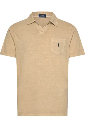 Ralph Lauren Standard Fit Cotton-Linen Polo Shirt Designers Polos Short-sleeved Beige