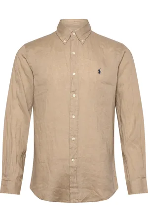 Ralph Lauren Custom Fit Linen Shirt Tops Shirts Linen Shirts Beige