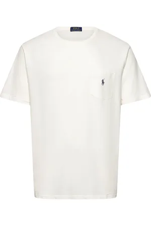 Ralph Lauren Standard Fit Cotton-Linen Pocket T-Shirt Tops T-Kortærmet Skjorte White