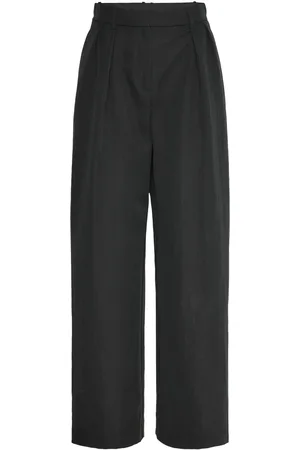 MANGO Straight Lyocell Suit Trousers Bottoms Trousers Suitpants Black