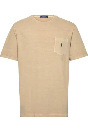 Ralph Lauren Standard Fit Cotton-Linen Pocket T-Shirt Tops T-Kortærmet Skjorte Beige