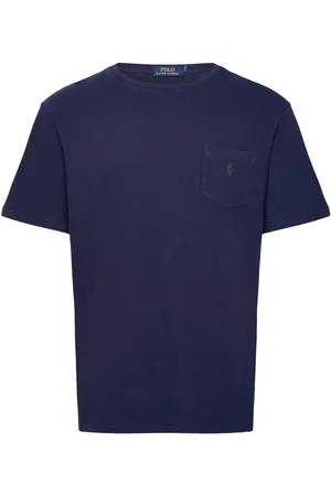 Ralph Lauren Standard Fit Cotton-Linen Pocket T-Shirt Tops T-Kortærmet Skjorte Navy
