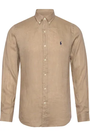 Ralph Lauren Slim Fit Linen Shirt Tops Shirts Linen Shirts Beige