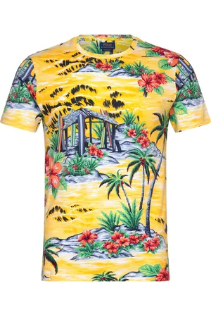 Ralph Lauren Custom Slim Beach-Print Jersey T-Shirt Designers T-Kortærmet Skjorte Yellow