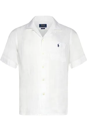 Ralph Lauren Classic Fit Linen Camp Shirt Tops Shirts Short-sleeved Shirts White