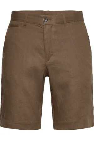 MANGO Slim-Fit 100% Linen Bermuda Shorts Bottoms Shorts Linen Shorts Brown