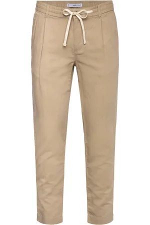 MANGO Slim-Fit Trousers With Drawstring Bottoms Trousers Casual Beige