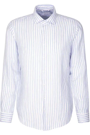 Seidensticker New Kent Ot Tops Shirts Linen Shirts Blue