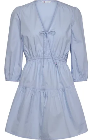 Tommy Hilfiger Tjw Poplin Tiered Mini Dress Ext Kort Kjole Blue